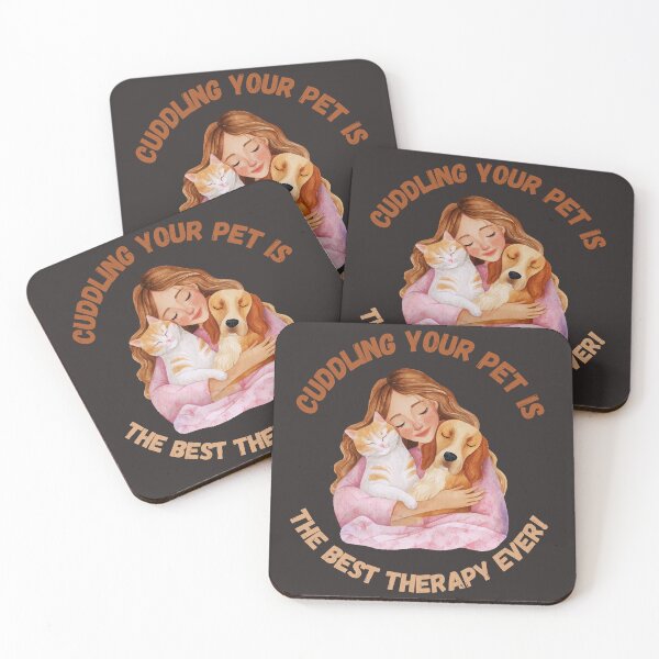Item preview, Cuddling Your Pet Is The Best Therapy Ever Funny Art For Cat And Dog Lovers designed and sold by Ladys-Gents.