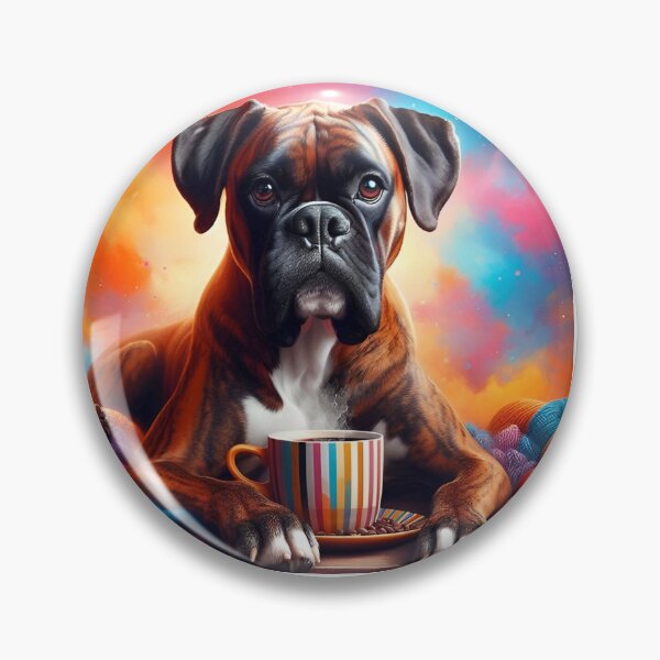 Item preview, Brindle Boxer Drinking Coffee designed and sold by The Coffee Critters.