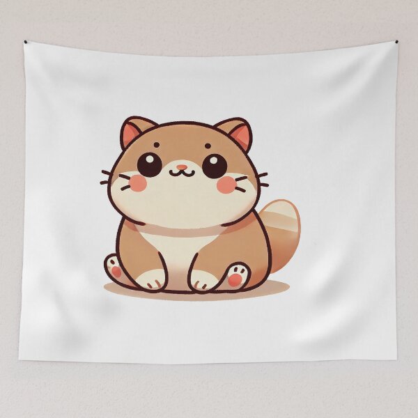 Item preview, Cute cartoon cat sitting happily with a charming expression on its face. designed and sold by cave-canvas.