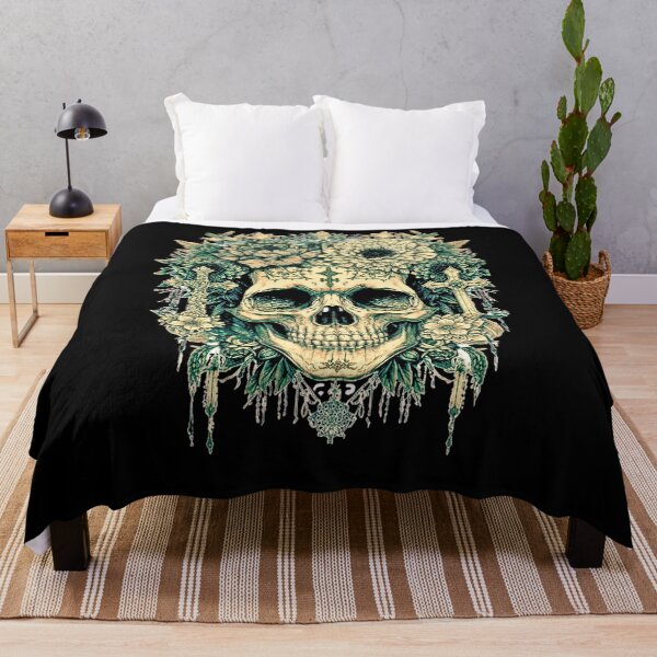 Item preview, Intricate Floral Skull with Crosses – Gothic Botanical Skull Art | Dark Aesthetic Tattoo Style designed and sold by SKULLARTISTRY.