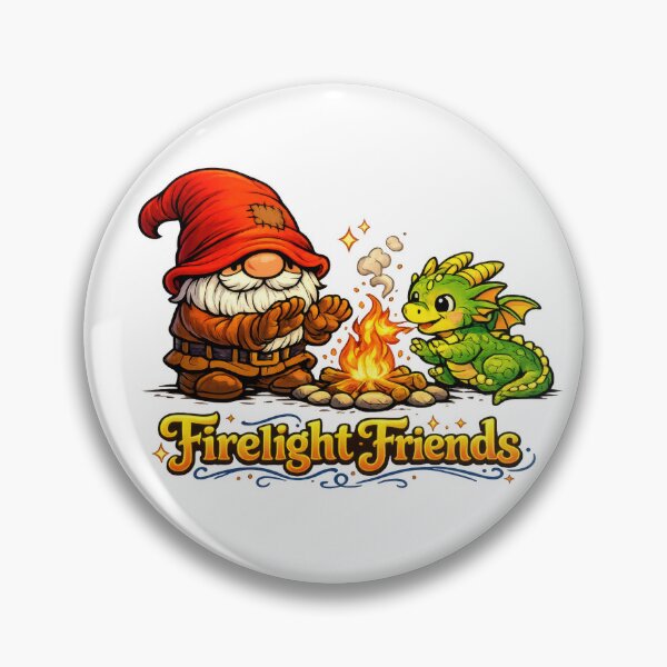 Item preview, Firelight Friends Cozy Gnome and Dragon Campfire Fantasy Illustration designed and sold by Moriarty's Digital Visions.