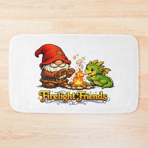 Item preview, Firelight Friends Cozy Gnome and Dragon Campfire Fantasy Illustration designed and sold by Moriarty's Digital Visions.