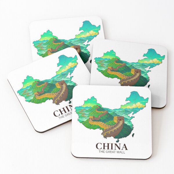 Item preview, The Great Wall of China Map Art - Historic Landmark Landscape Design designed and sold by AbulailArt.