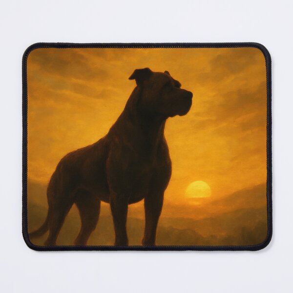 Item preview, Pit Bull Silhouette at Sunset – Powerful Dog Guardian Art designed and sold by VandVArt.