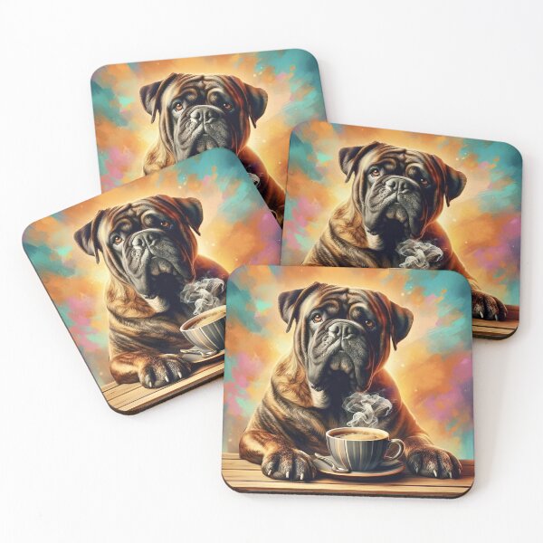 Item preview, Brindle Bullmastiff Drinking Coffee designed and sold by The Coffee Critters.