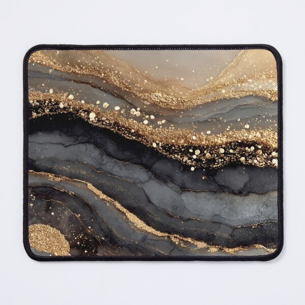 Item preview, Charcoal Onyx and Warm Taupe Fluid Watercolor with Gold Dust designed and sold by Nine Lives Studio.