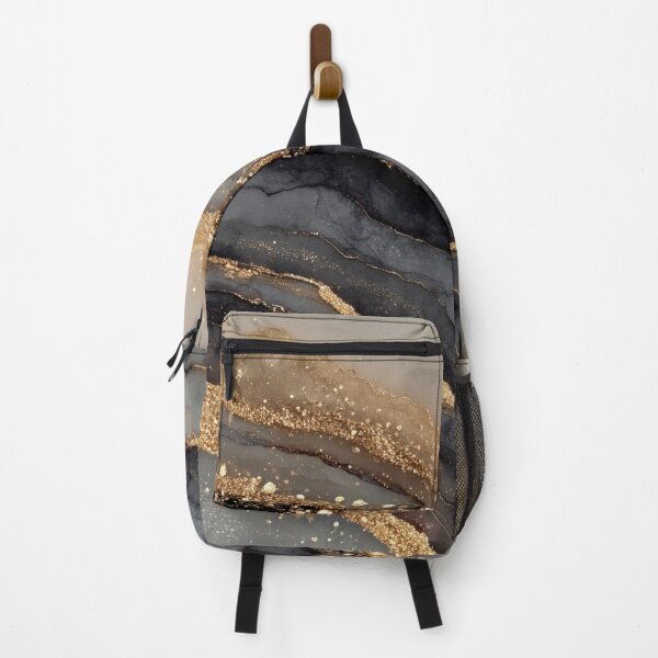 Item preview, Charcoal Onyx and Warm Taupe Fluid Watercolor with Gold Dust designed and sold by Nine Lives Studio.