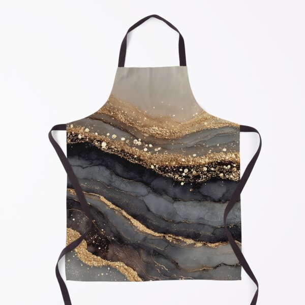 Item preview, Charcoal Onyx and Warm Taupe Fluid Watercolor with Gold Dust designed and sold by Nine Lives Studio.