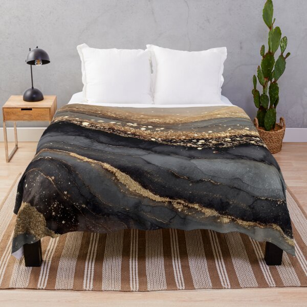 Item preview, Charcoal Onyx and Warm Taupe Fluid Watercolor with Gold Dust designed and sold by Yoruhara.