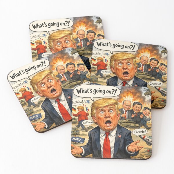 Item preview, Confused Donald Trump – Global Political Satire Cartoon designed and sold by vojinovicgoran.