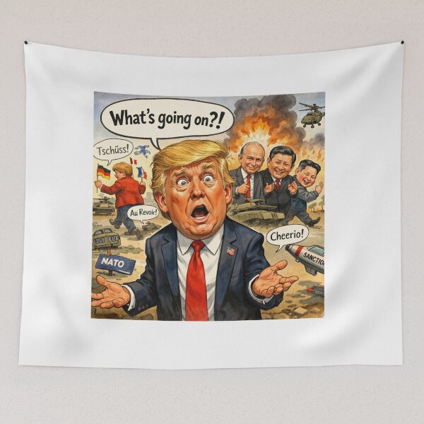 Artikelvorschau, Verwirrter Donald Trump – Globale politische Satire-Karikatur entworfen und verkauft von vojinovicgoran.