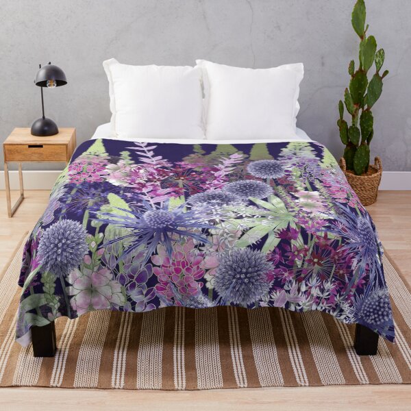 Item preview, Midnight Blue Flower Meadow Cottage Garden designed and sold by Fiona Calder Designs.