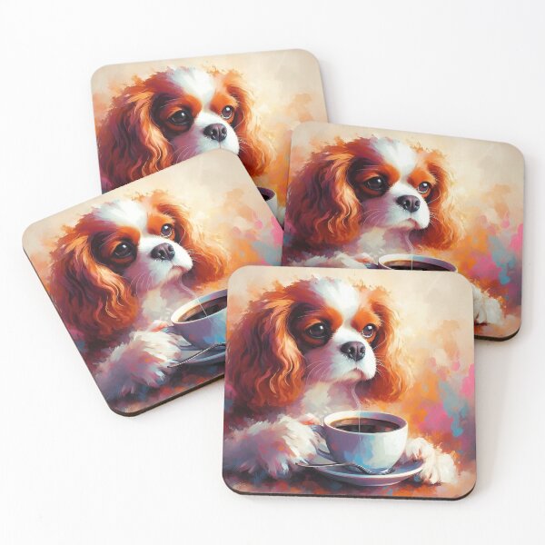 Item preview, Cavalier King Charles Spaniel Drinking Coffee designed and sold by The Coffee Critters.