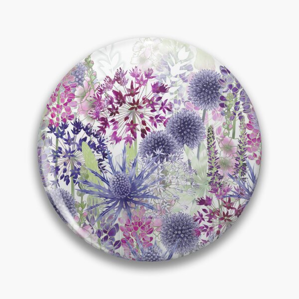 Item preview, Botanical Blue and Pink Flower Meadow Cottage Garden designed and sold by Fiona Calder Designs.