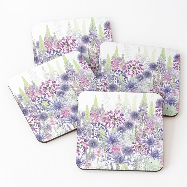 Item preview, Botanical Blue and Pink Flower Meadow Cottage Garden designed and sold by Fiona Calder Designs.
