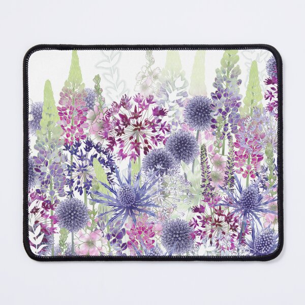 Item preview, Botanical Blue and Pink Flower Meadow Cottage Garden designed and sold by Fiona Calder Designs.