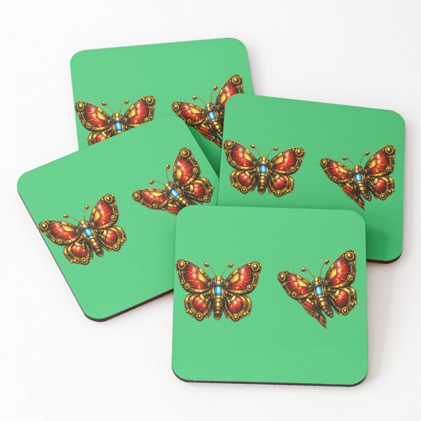 Item preview, Clockwork Butterflies – Steampunk Elegance in Red & Brass designed and sold by nigejohn.
