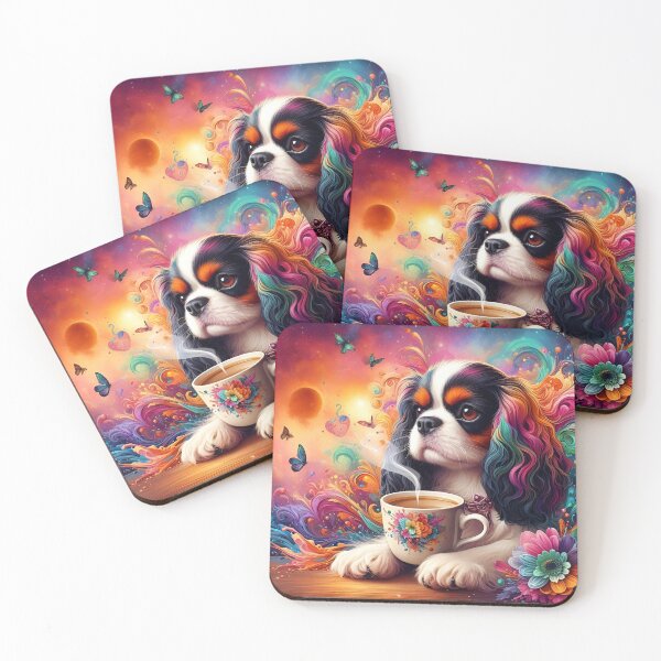Item preview, Cavalier King Charles Spaniel Drinking Coffee designed and sold by The Coffee Critters.