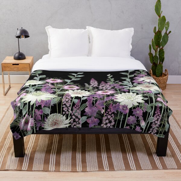 Item preview, Botanical Pink and White Nighttime Flower Garden Meadow designed and sold by Fiona Calder Designs.