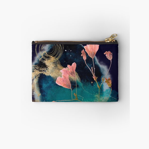 Item preview, Moody Teal Botanical Collage with Pink Wildflowers designed and sold by TheArtVera.