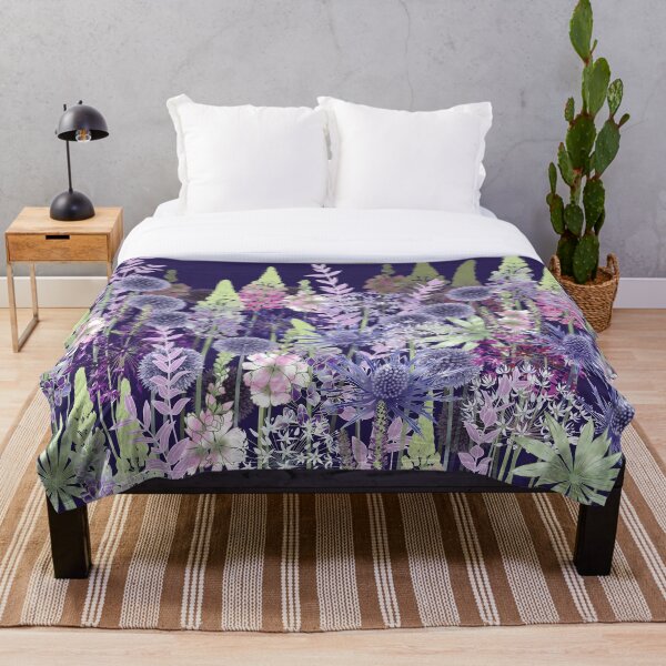 Item preview, Midnight Blue Flower Meadow Cottage Garden designed and sold by Fiona Calder Designs.