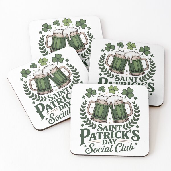 Item preview, Saint Patrick's Day Social Club Green Beer Cheers Shamrock Wreath Irish Pub Graphic Tee designed and sold by DarylWelsh2024.
