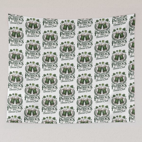 Item preview, Saint Patrick's Day Social Club Green Beer Cheers Shamrock Wreath Irish Pub Graphic Tee designed and sold by DarylWelsh2024.