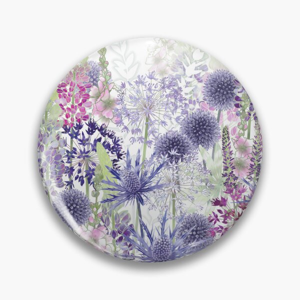Item preview, Botanical Blue and Pink Flower Meadow Cottage Garden designed and sold by Fiona Calder Designs.