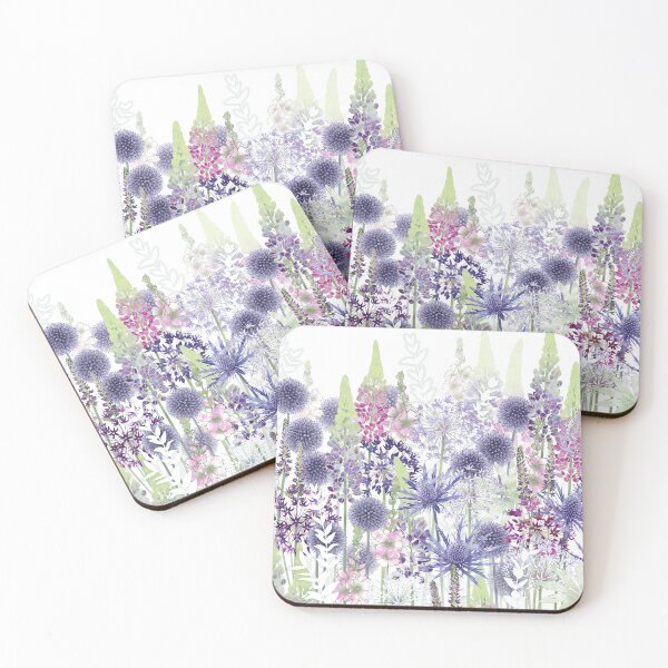 Item preview, Botanical Blue and Pink Flower Meadow Cottage Garden designed and sold by Fiona Calder Designs.