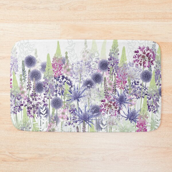 Item preview, Botanical Blue and Pink Flower Meadow Cottage Garden designed and sold by Fiona Calder Designs.