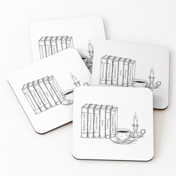 Item preview, Pride & Prejudice Jane Austen Books Teacup Candle Line Art designed and sold by Fenay Designs.