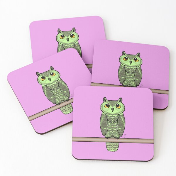 Item preview, Cute Green Owl Perched Yellow Eyes designed and sold by lilpoltergeist.