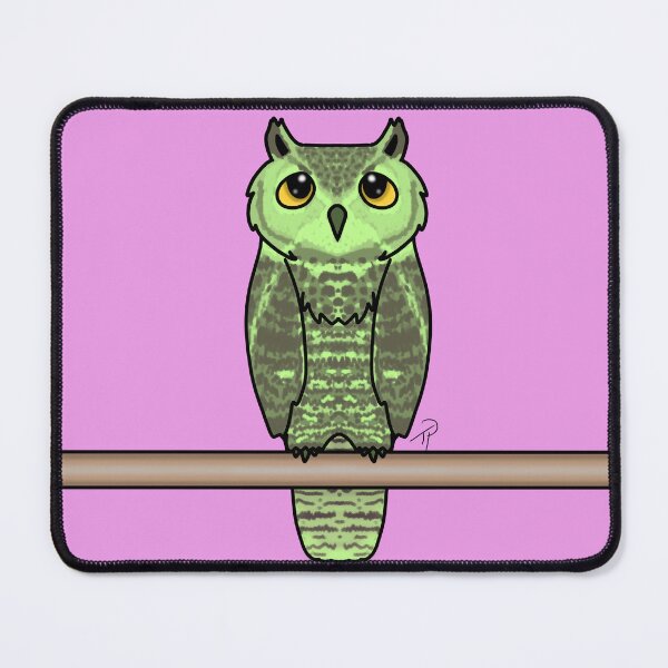 Item preview, Cute Green Owl Perched Yellow Eyes designed and sold by lilpoltergeist.