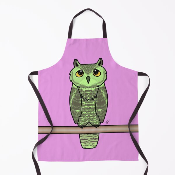 Item preview, Cute Green Owl Perched Yellow Eyes designed and sold by lilpoltergeist.