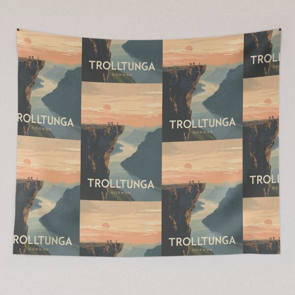 Item preview, Trolltunga Norway Vintage Travel Wall Art designed and sold by Atlas Poster Co..