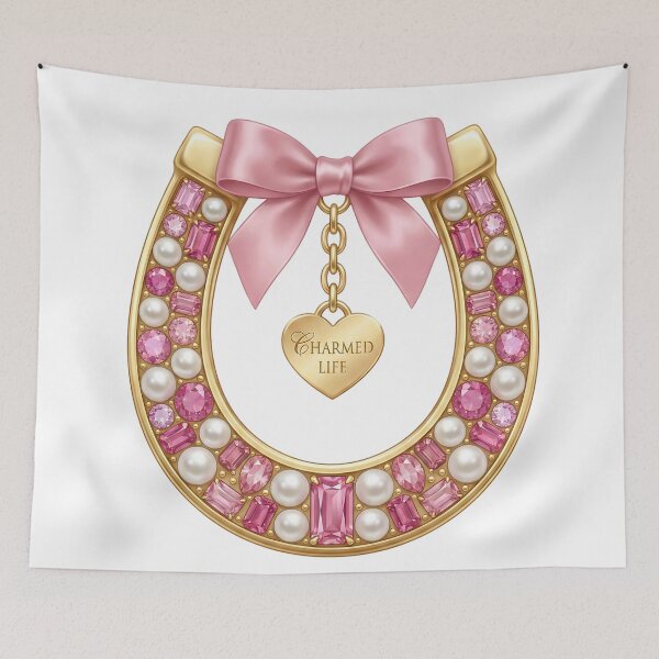 Item preview, Charmed Life Golden Horseshoe Pink Bow designed and sold by DigitalAnnaBanana.