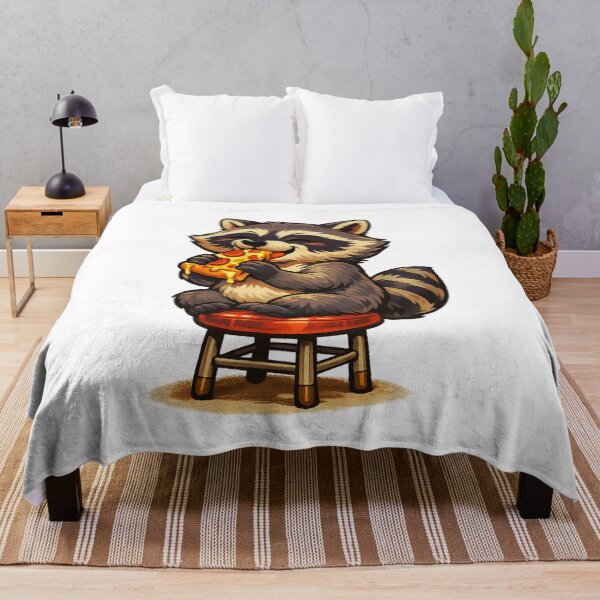 Item preview, Raccoon Eating Pizza Retro Cartoon designed and sold by LuveraxArt.