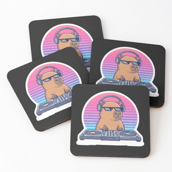 Item preview, Retro DJ Capybara Sticker Vaporwave Meme  designed and sold by crazygoose30.