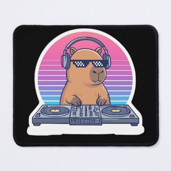 Item preview, Retro DJ Capybara Sticker Vaporwave Meme designed and sold by crazygoose30.