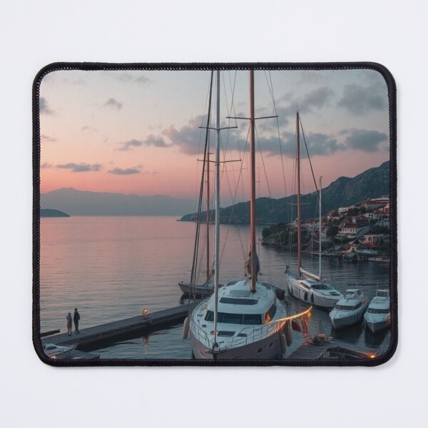 Item preview, Luxury Yachts Docked in Harbor at Twilight designed and sold by Jade Ado.