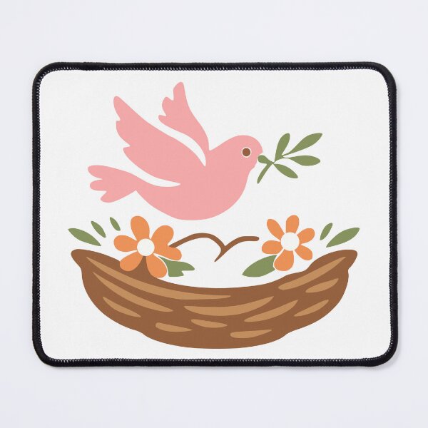 Item preview, Dove Carrying Olive Sprig Over Floral Nest designed and sold by FunFitLife Studio.