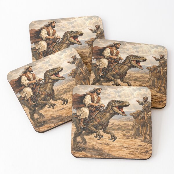 Item preview, Raptor Jesus Riding Velociraptor – Epic Comic-Style Prehistoric Biblical Art designed and sold by Endthedisease.