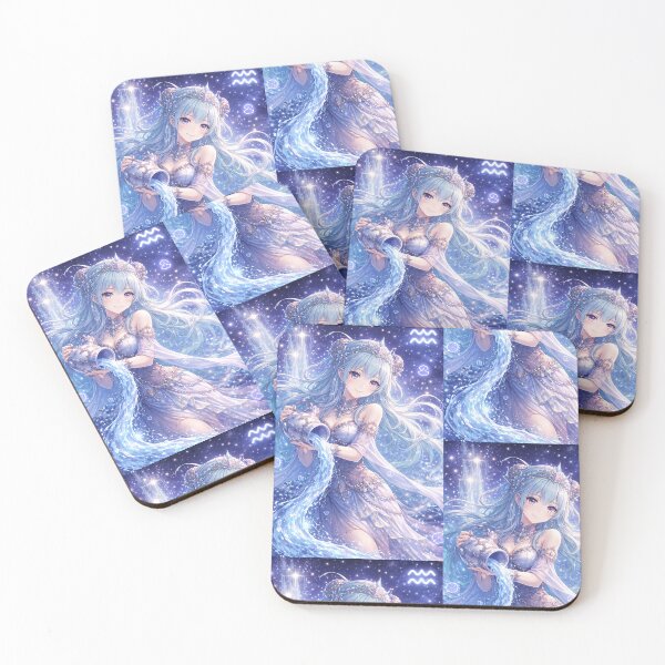 Item preview, Aquarius Anime Zodiac Water Bearer – Celestial Astrology Aesthetic Aquarius Art designed and sold by Bonitivity Zodiacs.