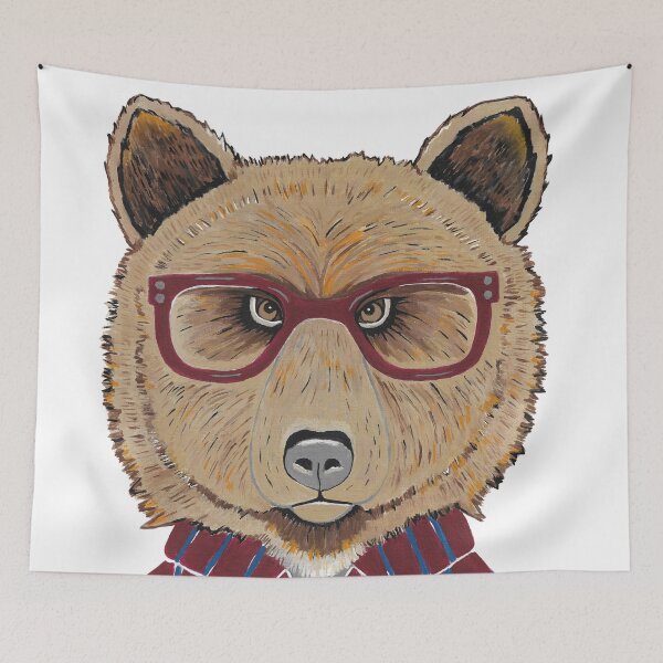 Item preview, Funny Brown Bear With Red Glasses designed and sold by Sartoris Art.