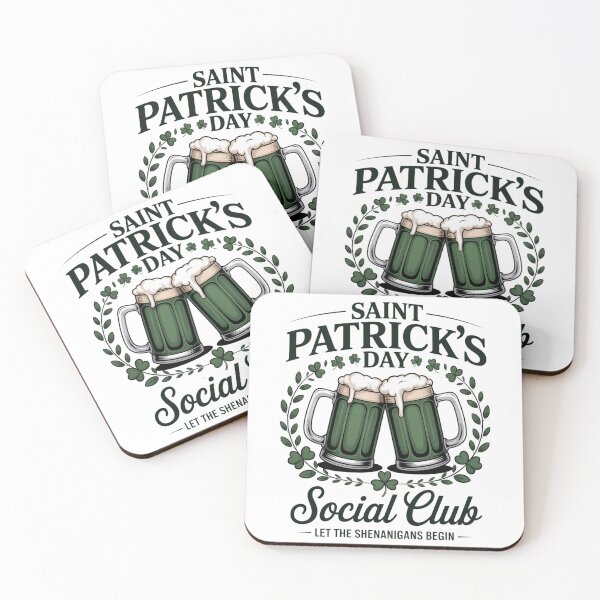 Item preview, Saint Patrick's Day Social Club Let The Shenanigans Begin Green Beer Shamrock Wreath Tee designed and sold by DarylWelsh2024.