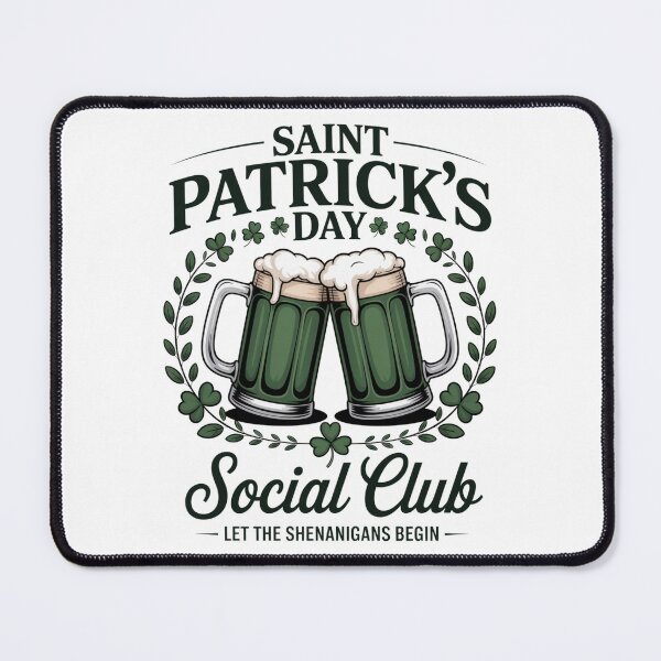 Item preview, Saint Patrick's Day Social Club Let The Shenanigans Begin Green Beer Shamrock Wreath Tee designed and sold by DarylWelsh2024.