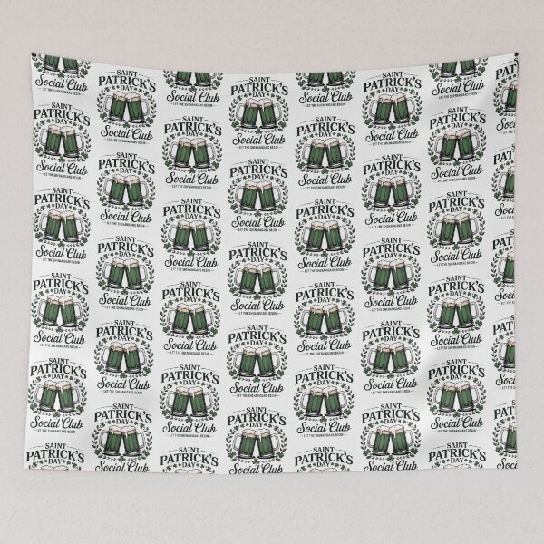 Item preview, Saint Patrick's Day Social Club Let The Shenanigans Begin Green Beer Shamrock Wreath Tee designed and sold by DarylWelsh2024.
