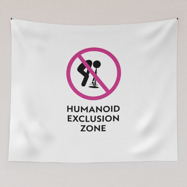 Item preview, Humanoid Exclusion Zone: Funny Introvert Warning Sign designed and sold by Tamer ⭐⭐⭐⭐⭐.
