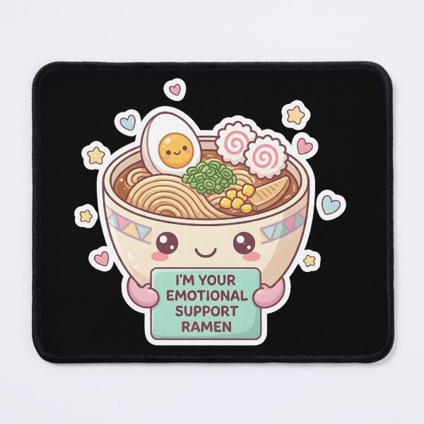 Item preview, Emotional Support Ramen – Cute Kawaii Noodle Bowl Comfort Food designed and sold by DavmaxDesign.
