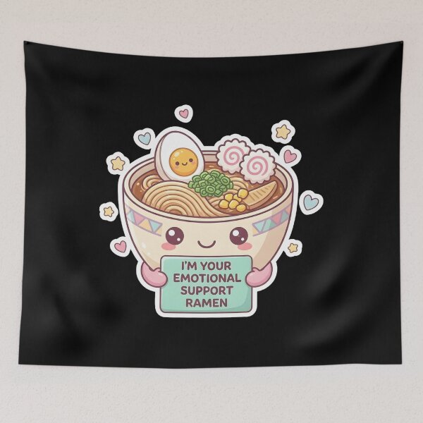 Item preview, Emotional Support Ramen – Cute Kawaii Noodle Bowl Comfort Food designed and sold by DavmaxDesign.